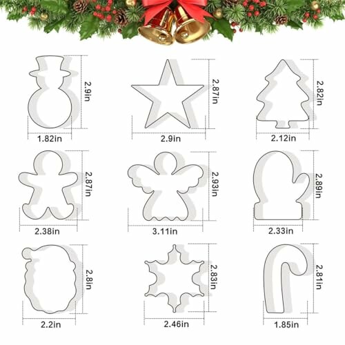 Set of Christmas-themed cookie cutters with festive border.