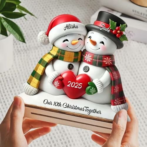 Personalized Snowman Couple Wooden Plaque